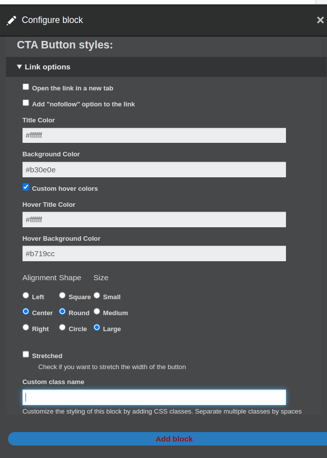 EBT Link settings