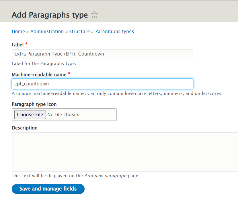 Add EPT Countdown paragraph type