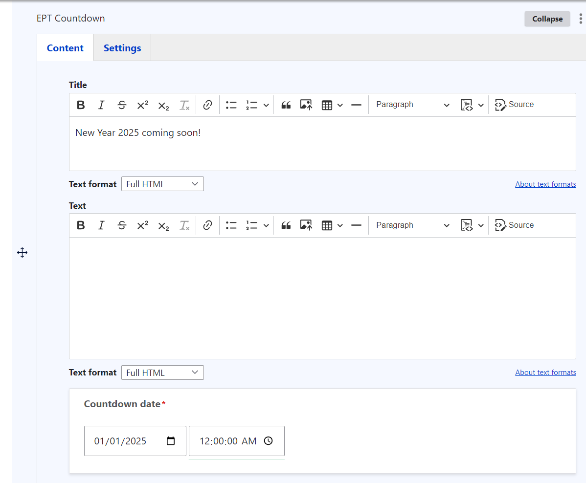 Create paragraph EPT Countdown