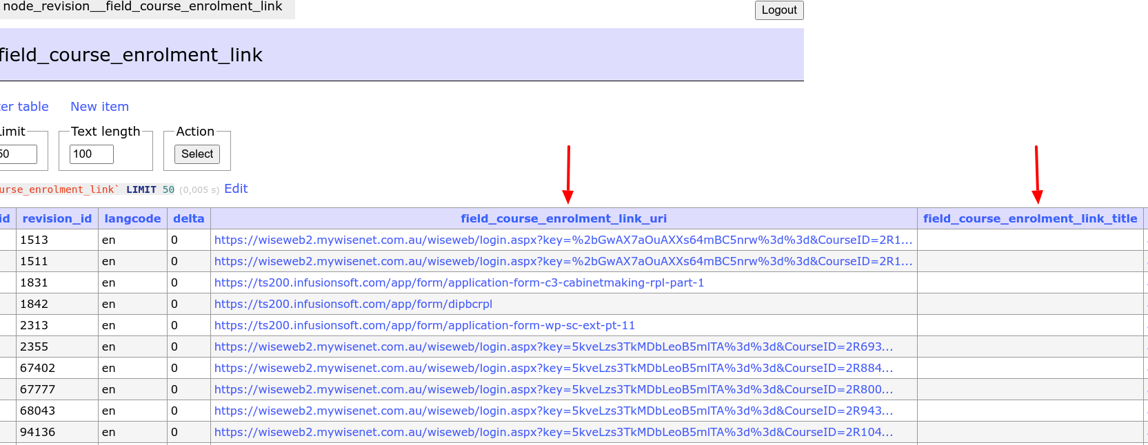 Link DB table