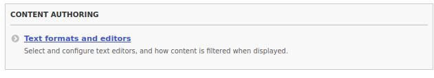 Drupal 8 Text Formats and Editors