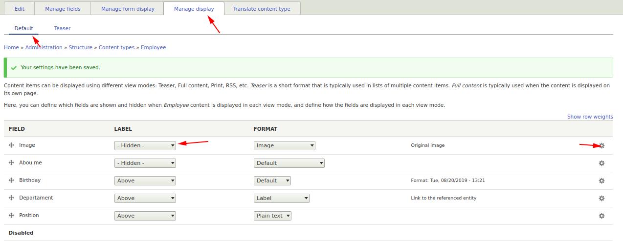 setting up Drupal fields