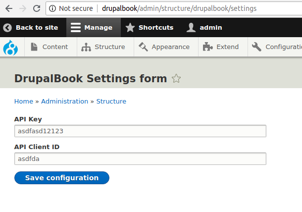 Settings form