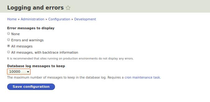 Drupal 8 logs and errors