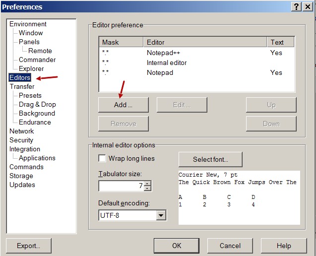 winscp editors