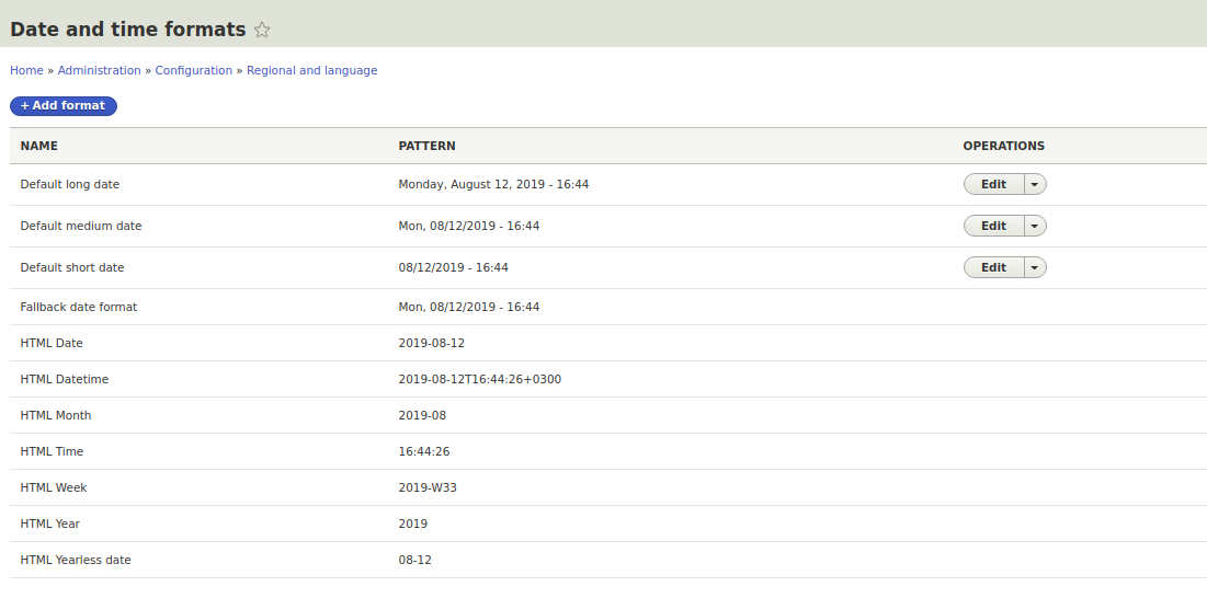 drupal 8 date and time formats