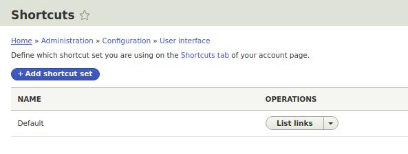 drupal 8 shortcut