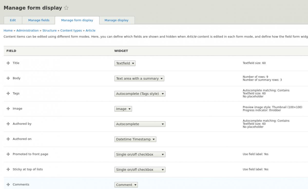 manage form display