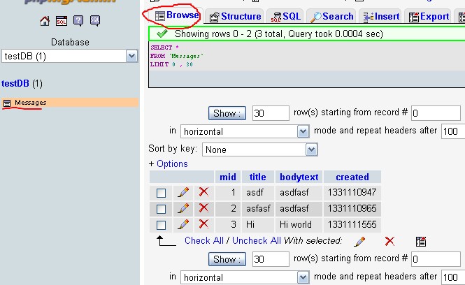 PhpMyAdmin Browse